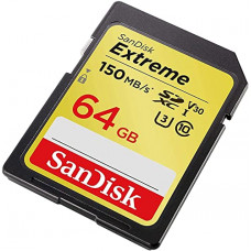 Deals, Discounts & Offers on Accessories - SanDisk Extreme SDXC, SDXVE 64GB, V30, U3, C10, UHS-I, 90MB/s R, 40MB/s W,