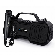 Deals, Discounts & Offers on Electronics - Blaupunkt Atomik BB20 Wireless Bluetooth Party Speaker 20W with Dual Passive Radiator I 1500mAh Battery I Deep Bass I Karaoke with Mic I USB I TWS I AUX I Outdoor Speaker with Carrying Strap(Black)