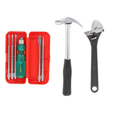 Deals, Discounts & Offers on Screwdriver Sets  - Suzec Johnson Advance Home Kit 5-Pieces Screwdriver Kit (Multicolour) & Adjustable Wrench (300 mm) & Claw Hammer Steel Shaft