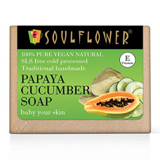 Deals, Discounts & Offers on Beauty Care - Soulflower Papaya And Cucumber Handmade Soap, 150g