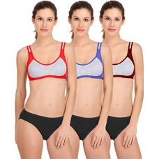 Deals, Discounts & Offers on Women - PIBU-Women's Cotton Sports Bra Panty Set