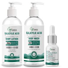 Deals, Discounts & Offers on Beauty Care - CGG Cosmetics 2% Salicylic Serum in Body Lotion 200ml, Body Wash 200ml & FREE10ml 2% Salicylic Serum-Combo, For Reduce back acne, Hydrating element, Clear pore