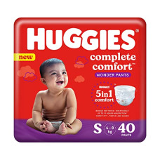 Deals, Discounts & Offers on Baby Care - Huggies Complete Comfort Wonder Pants Small (S) Size Baby Diaper Pants, 40 count, with 5 in 1 Comfort