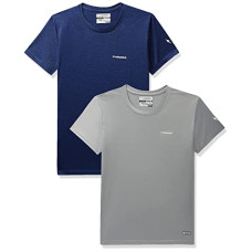 Deals, Discounts & Offers on Women - Charged Brisk-002 Melange Round Neck Sports T-Shirt Indigo Size Xs And Charged Energy-004 Interlock Knit Hexagon Emboss Round Neck Sports T-Shirt Light-Grey Size Xs