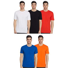 Deals, Discounts & Offers on Men - Joshua Tree Men's Plain Regular fit T-Shirt (Pack of 5) (WRBNBO-16_Multicolour L)