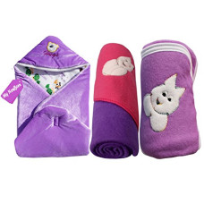 Deals, Discounts & Offers on Baby Care - My NewBorn Baby Polar Fleece AC Blanket (Purple, 0-3 Months) - Pack of 3
