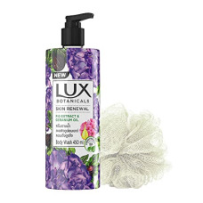 Deals, Discounts & Offers on Beauty Care - Lux Botanicals Skin Renewal Shower Gel, Natural Extracts, No Paraben, Free Loofah, 450 ml