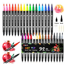 Deals, Discounts & Offers on Stationery - ZSCM 32 Colors Dual Tip Brush Pens Art Markers Set, Fine and Brush Tip Colored Dual Pen