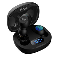 Deals, Discounts & Offers on Headphones - PTron Bassbuds Pro in Ear True Wireless Bluetooth 5.1 Earbuds with Deep Bass, Low Latency, Gaming Earbuds, Up to 12Hrs Battery, Touch Control, IPX4 Water/Sweat Resistance & with Mic (Black)