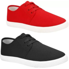 Deals, Discounts & Offers on Men - [Size 9] BRUTONMen Combo Pack of 2 Casual & Sneaker Shoes (Loafer Shoes) Sneakers For Men(Red, Black)