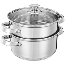 Deals, Discounts & Offers on Cookware - Amazon Brand - Solimo Stainless Steel Induction Bottom Steamer/Modak/Momo Maker with Glass Lid (2 litres)