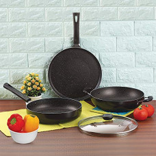 Deals, Discounts & Offers on Cookware - Anjali Fab Nonstick Granita Induction 3 Pcs Gift Set, Black