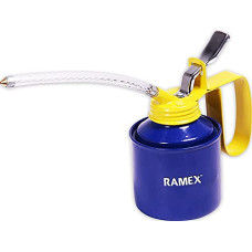 Deals, Discounts & Offers on Lubricants & Oils - Ramex Oil Can, Oil Can For Vehicles, Multipurpose Metal Oil Can Pump Oiler Large Flexible Spout, For All Lubrication Need Of Car, Bikes, Machines And Industrial Use -1/2 Pint Capacity. Blue & Yellow Oil Can 237ml, Oil Dispenser