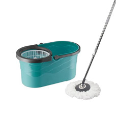 Deals, Discounts & Offers on Home Improvement - Bellavie Wave Mop Bucket, Microfiber Mop with 1 Refill, Self-Wringing 360 Spinner, Turquoise Blue