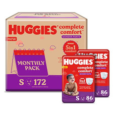 Deals, Discounts & Offers on Baby Care - Huggies Complete Comfort Wonder Pants, Small (S) Size Baby Diaper Pants, Combo Pack of 2, 86 count Per Pack, (172 count) with 5 in 1 Comfort