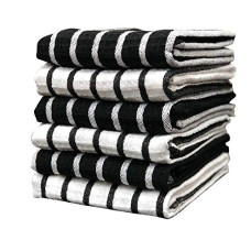 Deals, Discounts & Offers on Home Improvement - Pixel Home Superior Cotton Multi-Purpose Kitchen/Cleaning Towel/Waffle Dish Cloth (Black and White)(Pack of 6)