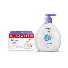 Deals, Discounts & Offers on Baby Care - Bumtum Paraben Free Baby Soap (4N x 50 Gram) & Baby Bubble Bath (200 ML) Combo