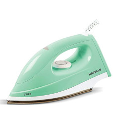 Deals, Discounts & Offers on Irons - Havells D'zire 1000 watt Dry Iron With American Heritage Sole Plate, Aerodynamic Design, Easy Grip Temperature Knob & 2 years Warranty. (Mint)