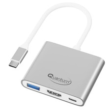 Deals and Offers on - Quantum 3-in-1 USB Type C to Hdmi 4K Adapter, USB 3.0, USB C, Aluminium USB C Hub Deals, Discounts & Offers on - Quantum 3-in-1 USB Type C to Hdmi 4K Adapter, USB 3.0, USB C, Aluminium USB C Hub