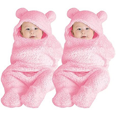 Deals, Discounts & Offers on Baby Care - BeyBee Newborn Babies 3 in 1 Baby Blanket Wrapper-Sleeping Bag (Pink Plain, 31 Inches, 0-9 Months) - Pack 2