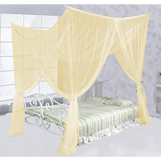 Deals, Discounts & Offers on Baby Care - Anaya Mosquito Net Ivory, 7x7 ft 4 Corner Post Bed Canopy, Quick and Easy Installation