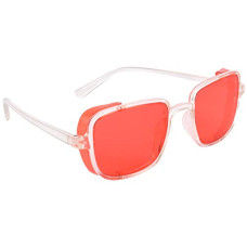 Deals, Discounts & Offers on Sunglasses & Eyewear Accessories - NuVew UV Protected Rectangular Unisex Sunglasses with Foldable Side Shields - (Red Lens | Red-Clear Frame | Medium Size | NW-SLD5C-29)