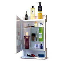 Deals, Discounts & Offers on Furniture - Branco Rich Look Bathroom Organizer | Bathroom Mirror | Bathroom Cabinet with Mirror | Plastic Corner Cabinet with Mirror | Standing Mirror with Storage | Washroom Mirrors | (White)