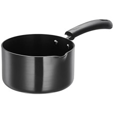 Deals, Discounts & Offers on Cookware - Amazon Brand - Solimo Hard Anodized Saucepan with Bakelite Handle - 1.5 litres (28cm, 3mm thickness), Aluminium, Black