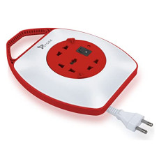 Deals, Discounts & Offers on Electronics - SYSKA SSK-PW-0302A-WR Power Wheel with Surge Protection, Strong ABS Material Body, 4 Meter Long (White-Red)