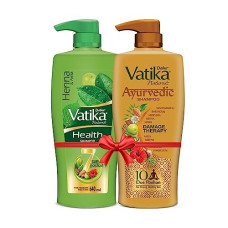 Deals, Discounts & Offers on Beauty Care - Dabur Vatika Ayurvedic Shampoo - 640ml + Dabur Vatika Health Shampoo - 640ml | Repairs Hair damage, Controls Frizz | For All Hair Types | Goodness of Natural Ingredients