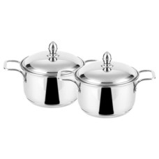 Deals, Discounts & Offers on Cookware - Steelcraft Premium Induction Compatible Stainless Steel Sandwich Base Caviar Cookware/ Casserole Set of 2 pc Casserole (14cm, 850ml) (16cm, 1300ml) with Steel Lids,for Multipurpose Cooking, Silver