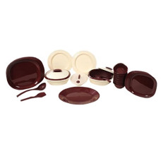 Deals and Offers on - Signoraware Square Plastic Dinner Set, 36-Pieces, Maroon Deals, Discounts & Offers on - Signoraware Square Plastic Dinner Set, 36-Pieces, Maroon