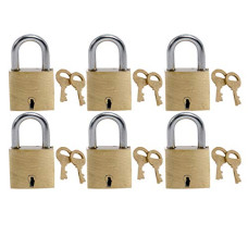 Deals, Discounts & Offers on  - Harrison A-1-0001_PK 6 Brass 3 Levers Padlock with 2 Keys Each (Pack of 6)| Square | Used