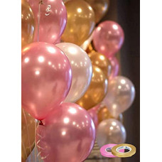 Deals, Discounts & Offers on  - Amfin 10 Inches Metallic Balloons, Pink Gold & White(Pack of 50)
