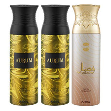 Deals and Offers on Beauty Care - Ajmal Aurum & Aurum & Wisal Deodorant Spray - For Women (200 ml, Pack of 3) + 1 Perfume Tester Deals, Discounts & Offers on Beauty Care - Ajmal Aurum & Aurum & Wisal Deodorant Spray - For Women (200 ml, Pack of 3) + 1 Perfume Tester