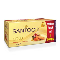 Deals and Offers on - Santoor Gold Soap with Saffron, Sandal & Sakura Extracts, 125g (Pack of 6) Deals, Discounts & Offers on - Santoor Gold Soap with Saffron, Sandal & Sakura Extracts, 125g (Pack of 6)
