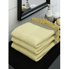 Deals and Offers on - Athom Living Ecosaviour Premium Cotton Bath Towel Waffle Yellow (Pack of 3) Deals, Discounts & Offers on - Athom Living Ecosaviour Premium Cotton Bath Towel Waffle Yellow (Pack of 3)