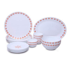Deals, Discounts & Offers on  - Larah by Borosil - Moon Series, Gardenia 21 Pieces Opalware Dinner Set, White