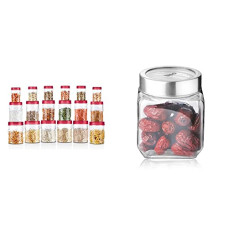 Deals, Discounts & Offers on  - MILTON Vitro Plastic Jar Set, 18- Pieces, Transparent & by Cube Storage Glass Jar, 580 ml, 1 Pc Combo