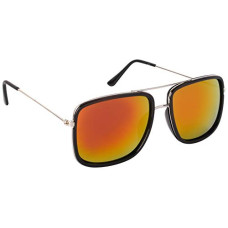 Deals, Discounts & Offers on Sunglasses & Eyewear Accessories - NuVew Mirrored Rectangular Unisex Sunglasses - (Mirror Red-Gold Lens | Steel-Black Frame | Large Size | NW-PLTSQ-30)