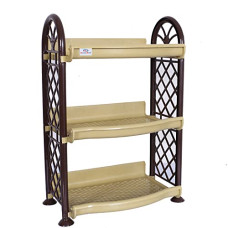 Deals and Offers on - Kuber Industries Heart Home Organising Rack| Plastic 3 Shelves Kitchen Storage Stand|Durable Wall Mounted Jar Kitchen Utensils Organizer (Yellow) Deals, Discounts & Offers on - Kuber Industries Heart Home Organising Rack| Plastic 3 Shelves Kitchen Storage Stand|Durable Wall Mounted Jar Kitchen Utensils Organizer (Yellow)