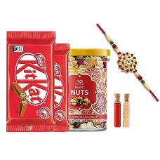 Deals and Offers on - GreenFinity Rakhi | Pack of 2 Kitkat | Roli Chawal | Greeting Card | Occasion | Rakhi & Dry Fruits Deals, Discounts & Offers on - GreenFinity Rakhi | Pack of 2 Kitkat | Roli Chawal | Greeting Card | Occasion | Rakhi & Dry Fruits