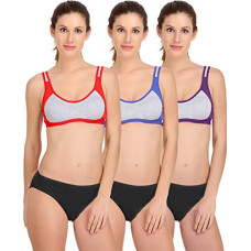 Deals and Offers on Women - PIBU-Women's Cotton Sports Bra Panty Set Deals, Discounts & Offers on Women - PIBU-Women's Cotton Sports Bra Panty Set