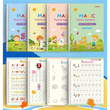 Deals and Offers on Stationery - GLUN Reusable Magic Practice Notebook 4 Books Math, Drawing, Alphabet, Number, Pen with 10 Refills, Magic calligraphy books Deals, Discounts & Offers on Stationery - GLUN Reusable Magic Practice Notebook 4 Books Math, Drawing, Alphabet, Number, Pen with 10 Refills, Magic calligraphy books