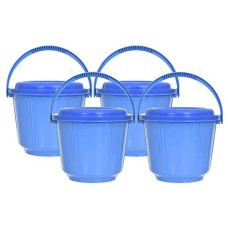 Deals and Offers on - Fun Homes Small Multiuses Plastic Kitchen & Pantry Storage Container/Bucket with Handle & Lid, 5 LTR.- Pack of 4 (Blue)-47FH01235,Standard Deals, Discounts & Offers on - Fun Homes Small Multiuses Plastic Kitchen & Pantry Storage Container/Bucket with Handle & Lid, 5 LTR.- Pack of 4 (Blue)-47FH01235,Standard