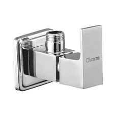 Deals, Discounts & Offers on Home Improvement - Oleanna Oseac Square Brass Quarter Turn Fittings Angle Cock With Wall Flange (Silver, Chrome Finish)