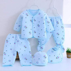 Deals, Discounts & Offers on Baby Care - Fancy Walas Presents Born Baby Winter Wear Keep Warm Cartoon Printing Baby Clothes 5Pcs Sets Cotton Baby Boys Girls Unisex Baby Fleece/Falalen Suit Infant Clothes (Blue, 0-3 Months)