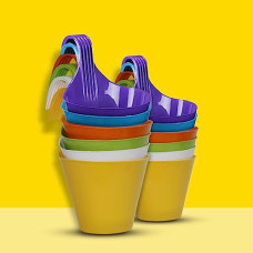 Deals, Discounts & Offers on Gardening Tools - Kraft Seeds by 10CLUB Plastic Hanging Planters - 12 Pcs (8 Inch, Multicolor) | Flower Hanging Pots for Home & Balcony Garden | Hanging Planters
