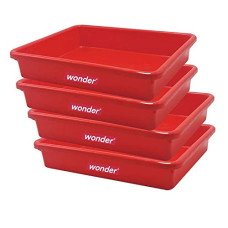 Deals, Discounts & Offers on  - Wonder Prime Plastic Exel Medium Rectangular Multipurpose Organising & Storage Tray Set, 4 pc Set, Red Color, Made in India, KBS02272