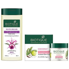 Deals and Offers on - Biotique Bio Coconut Whitening And Brightening Cream, 50G And Biotique Bio White Orchid Skin Whitening Body Lotion, 180ml Deals, Discounts & Offers on - Biotique Bio Coconut Whitening And Brightening Cream, 50G And Biotique Bio White Orchid Skin Whitening Body Lotion, 180ml